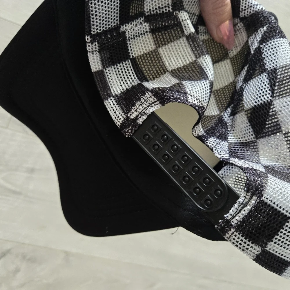 Black and White Checkered Trucker Hat